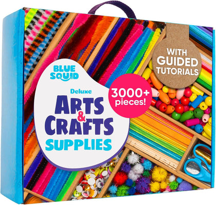 3000+ pcs Arts and Crafts Supplies for Kids | Craft Kit Box for Kids Age 4-5, 4-8, 6-8, 8-12 | Craft Supplies &