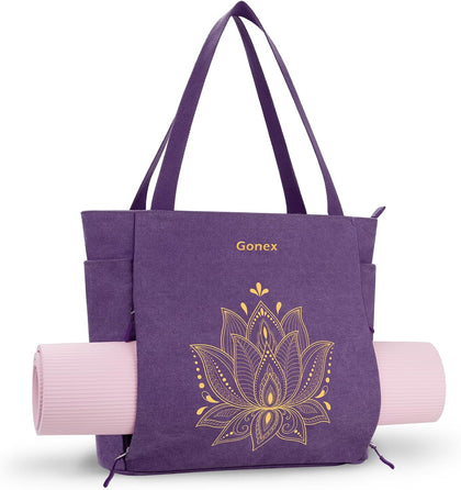Yoga Mat Bag, Large Tote Bag with Multi Pockets for Women Men, Canvas Mat Carrier, Full Zipper Easy Access for