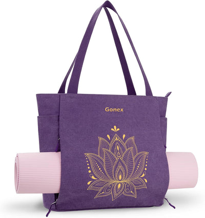Yoga Mat Bag, Large Tote Bag with Multi Pockets for Women Men, Canvas Mat Carrier, Full Zipper Easy Access for
