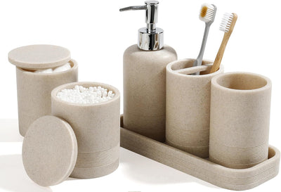 Bathroom Accessories Set, 6-Piece Bathroom Accessory Set, Toothbrush Holders Set, Soap Dispenser, Vanity Tray