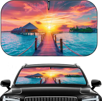 Car Windshield Sun Shade - Foldable Car Sun Shade Windshield for Front Window, Reflector Sunshade Offers Ultimate