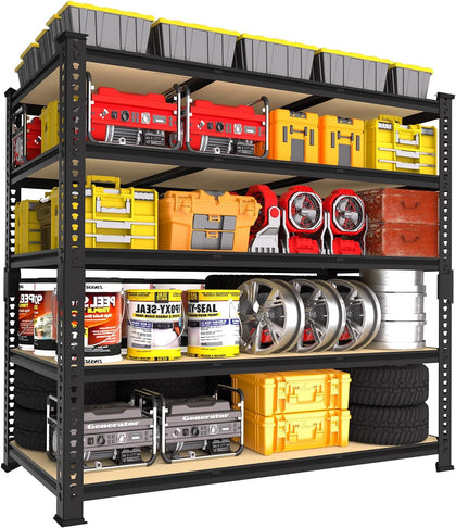 Heavy Duty Garage Storage Shelves - 48" W X 24" D X 72" H Adjustable Metal Shelving Unit, 5 Tier Industrial Shelves