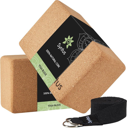 Yoga Block and Yoga Strap Set, Soft Non-Slip Yoga Blocks 9×6×4 inches, 8FT Metal D-Ring Strap for Yoga, General