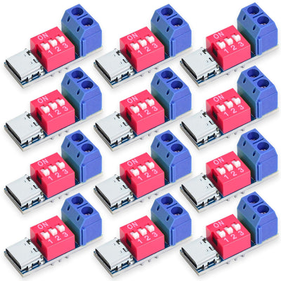 Seloky PD Fast Charging Test Board 5-20V Adjustable PD Trigger Board Module USB Type-C 100W Voltage Connetor Power Supply Accessories (12PCS)