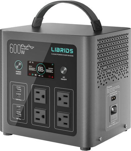 Portable Power Station C600, 640Wh LiFePO4 Battery, 600W (Peak 1200W) Solar Generator, 1.5H Fast Charge, 10ms UPS, 8