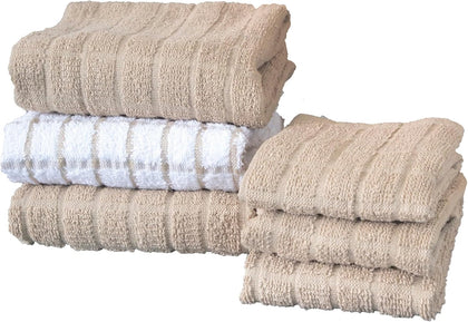 Premium Kitchen Towel and Dish Cloth Value Set: Highly Absorbent, Super Soft, Long-Lasting, 100% Cotton Checked and