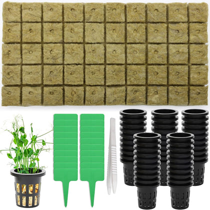 120Pcs Rockwool Planting Cubes Set 1 Inch, Rock Wool Seed Starter Cubes Set for Rooting Starting Seeds Include 50P