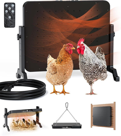 Smart Chicken Coop Heater, 200W Radiant Heat Panel, Adjustable Temp & Timer