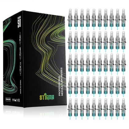 Aquamarine Knight Disposable Tattoo Cartridge Needles Tattoo Cartridges Assorted 50pcs Sizes of Round Magnum