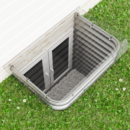 Egress Window Well Cover Outside 54" x 38", Heavy-Duty Polycarbonate Basement Covers-Double UV Coating, All-Weather
