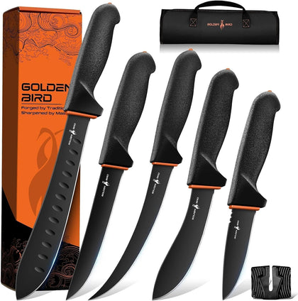 Butcher Knife Set - Non-slip Skinning Knife Set with Roll Bag | Professional Game Processing Knives Sets - Butcher &
