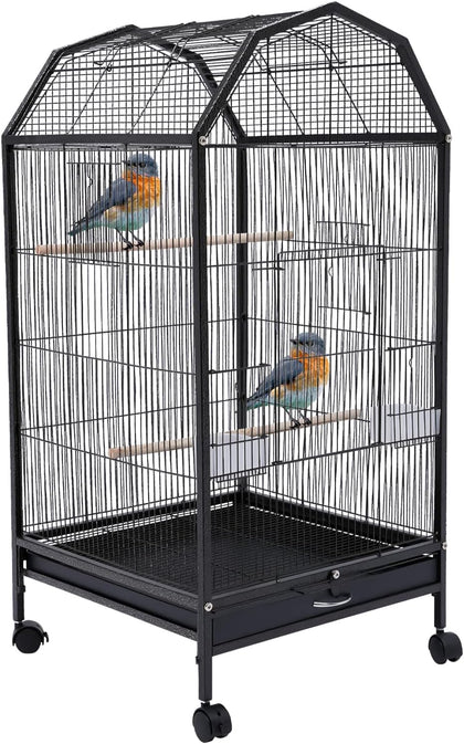 39.9 Inch Bird Cage Parakeet Cage with Rolling Stand and Play Open Top Iron Bird Flight Cages for Parrot Lovebirds