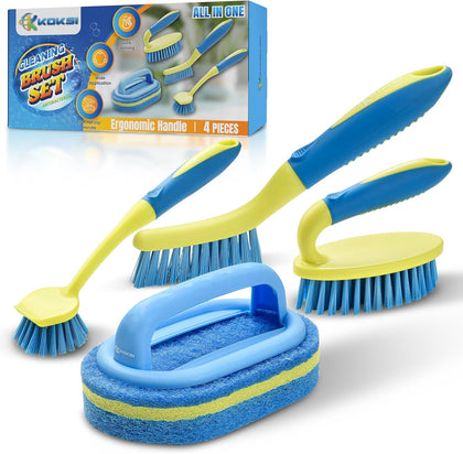 Scrub Brush Set for Bathroom Kitchen Bathtub Toilet Deep Cleaning Brush Tools All Purpose Cleaner Sponge Scrubbing