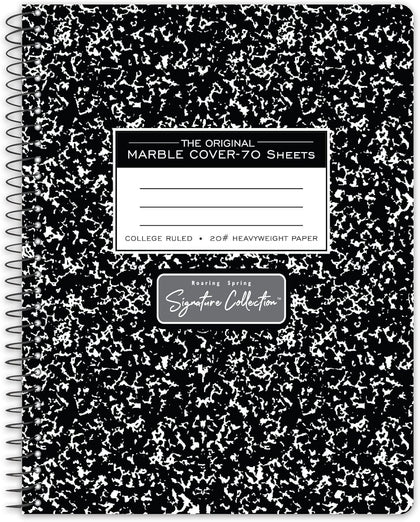 Signature Collection Composition Spiral Notebook, Wirebound Comp Book, College Ruled 20 lb Premium Paper, 70