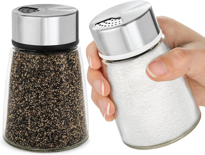 Salt and Pepper Shakers Set with Adjustable Pour Holes - Stainless Steel Spice Dispenser - Perfect for Pink