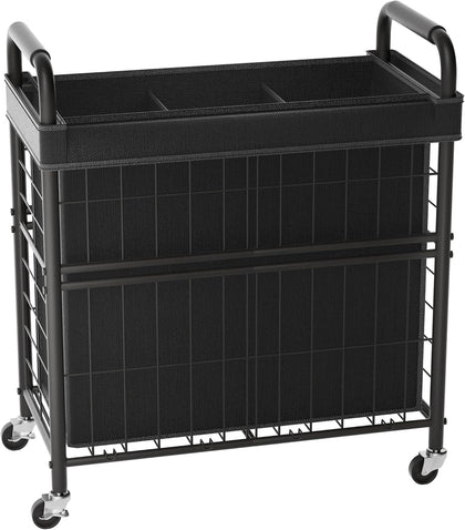145L Rolling laundry Sorter Hamper Basket 3 Section with Wheels | Laundry Cart with Removable Bag, Clothes Organizer