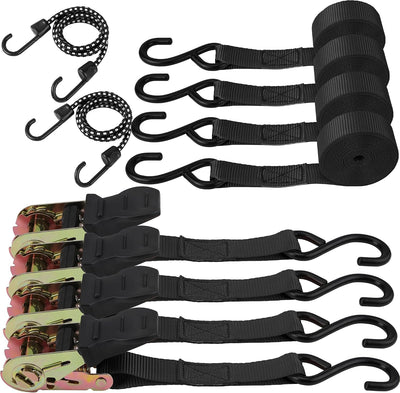 Ratchet Straps, 2,200 LB Break Strength, 4-Pack 15FT Ratchet Tie Down Straps Set for Motorcycle Straps Tie Downs