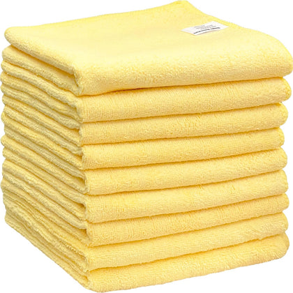 9-Pack Microfiber Cleaning Towels, Heavy-Duty & Reusable Cloths for Home, Kitchen, and Car, 16" x 24", 325 GSM