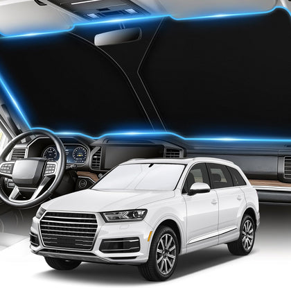300T Universal Car Windshield Sun Shade, Foldable Reflective for Windshield & Window Shades with Overlapping Design