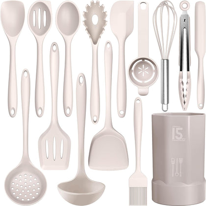 Silicone Cooking Utensils Set - 446°F Heat Resistant Kitchen Utensils,Turner Tongs,Spatula,Spoon,Brush,Whisk,Kitchen
