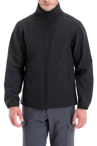 Men's Softshell Jacket Fleece lined Windbreaker,Lightweight Water Resistant Winter Coat, Black, L
