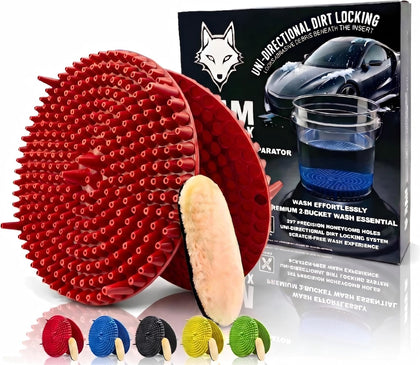 10.4" Car Wash Bucket Insert Fits 3.5-5 Gallon (2-Pack, Red) | Heavy-Duty 10.6 oz Grit Trap & Sediment Separator, 297