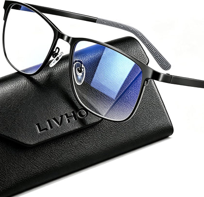 Blue Light Blocking Glasses for Men - Ultra-Light Metal Frame Relieve Eyestrain and Eye Protection, Blocking Glasses