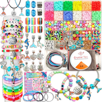 Girls Toys Bracelet Making Kit -3400pcs Charm Jewelry Making Kit Supplies,Unicorn/Mermaid Crafts Birthday Christmas