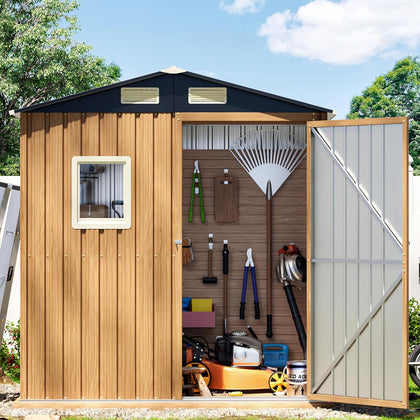6X4FT Garden Storage Shed (NO Wood Panels&Frame Floor) | Outdoor Storage Shed with Lockable Door,Steel Tool Shed with