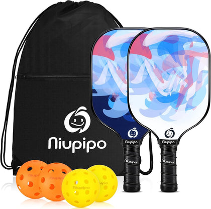 Pickleball Paddles Set of 2 or 4, USAPA Approved Fiberglass Pickleball Paddle Set with Balls and Bag, Polypropylene