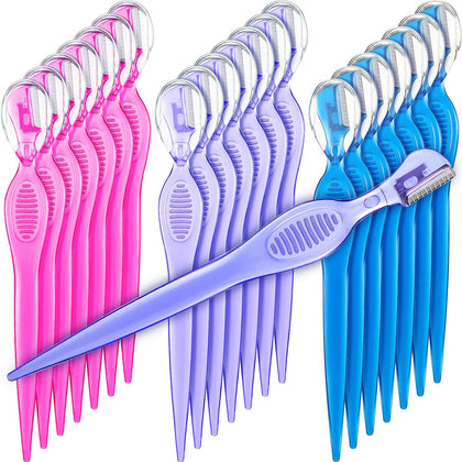 21 Pcs Eyebrow Razor Face Trimmer Cover,Rose Red, Blue, Purple
