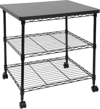 Printer Stand With Wheels | 3-Tier Large Printer Cart With Storage Shelves For 3D & Laser Printer, Scanner, Heat