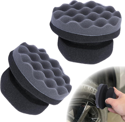 2 PCS Tire Shine Applicator Pad, Hex Grip Tire Dressing Applicator | Reusable Tire Foam Sponge, Tire Shine Brush, Car