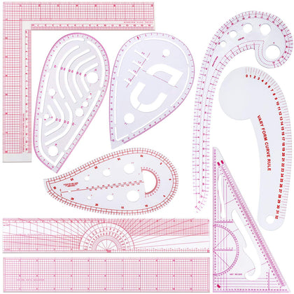 9 Styles Fashion Clear Metric Sewing Ruler Set, Sew French Curve Ruler Plastic Sewing Tools Measure Ruler for Tailors