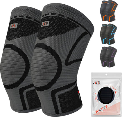 Knee Compression Sleeve 2 Pack, Knee Brace for Men and Women, Black, M