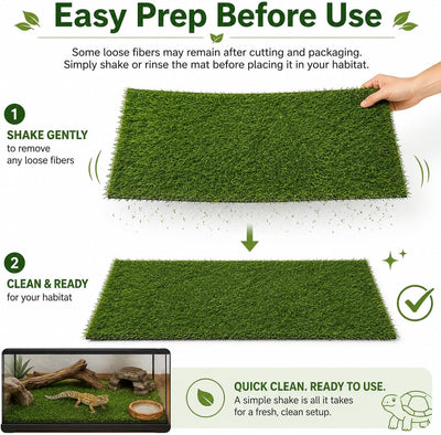 Artificial Grass Mat for Reptile Habitats, 23.6 x 12.6 in Replacement Grass Pad for Turtle Basking Platforms