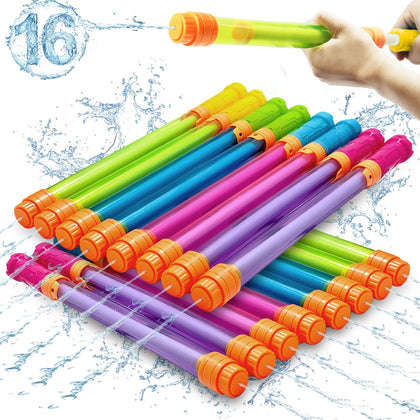 Water Soaker Blaster, 16 Pack Pool Water Guns Bulk, 35 ft Range Squirt Guns for Kids, Water Squirter Shooter for