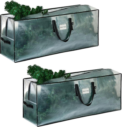 2 Pack Clear Christmas Tree Storage Bag - Fits 7.5 Ft Artificial Trees, Heavy Duty Large Bags with Zipper, Durable