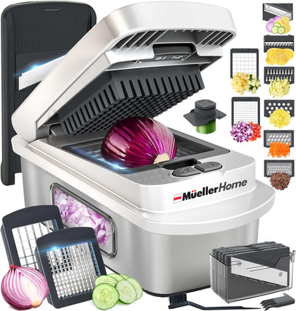 Pro-Series 10-in-1, Stainless Steel Multi Vegetable Chopper | 8 Blade Mandoline Slicer, Kitchen Accessories and