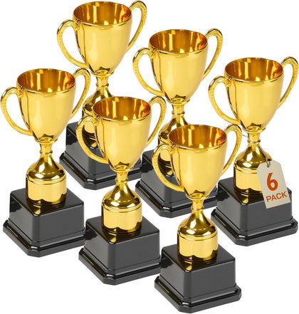 Fun Gold Plastic Trophies - 6 Pack - 7 Inch - Award Trophy Cup Set for Superstar Kids - Champion Celebrations, Sports