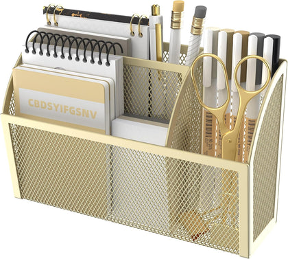 3-Grid Magnetic Pencil Holder, Strong Magnet Locker Organizer, Yellow | Mesh Magnetic Shelf, Marker Holder Perfect