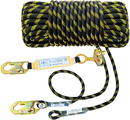 25FT Rope Harness Safety Lanyard, Roofing Fall Protection Rope