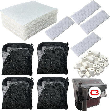 Filter Media Kits Compatible with Fluval C3 (50 Gal) Aquarium Power Filter
