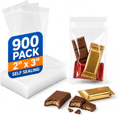 Tiny Crystal Clear Adhesive Cello Bags 2x3 in, 900 Count