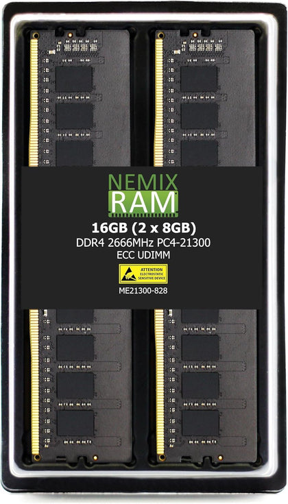 16GB (2X8GB) DDR4 2666MHz PC4-21300 2Rx8 1.2V CL19 288-PIN ECC Unbuffered UDIMM Memory KIT NEMIX RAM