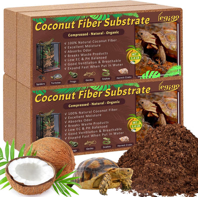 4 Pack Coconut Fiber Substrate, Natural Coco Coir Reptile Bedding