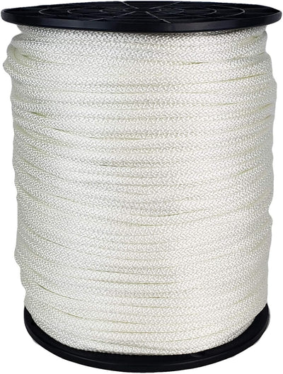 3/16" Nylon Rope, Solid Braid Utility Rope, 500 ft Spool, Dyeable Industrial Cord