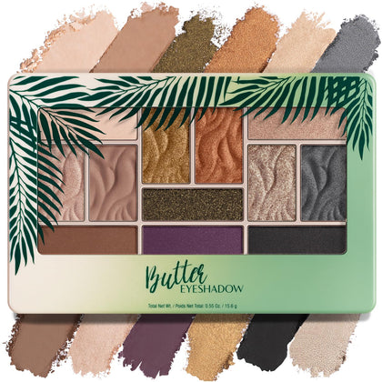 Murumuru Butter Eyeshadow, 12-Shade Ultra-Creamy Palette with Murumuru & Tucuma Butters, Silky Soft Blendable Formula