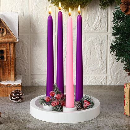 12 Pcs Advent Candle Holder 7 Inch Taper Candles,White,Classic
