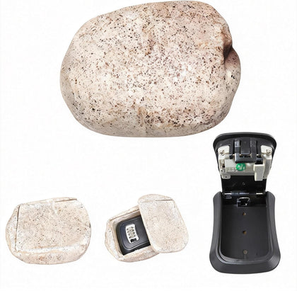 Hide a Key Outside Fake Rock Key Hider Lock Box, Outdoor Hidden Spare Key Holder Stone with 4-Digit Combination Lock